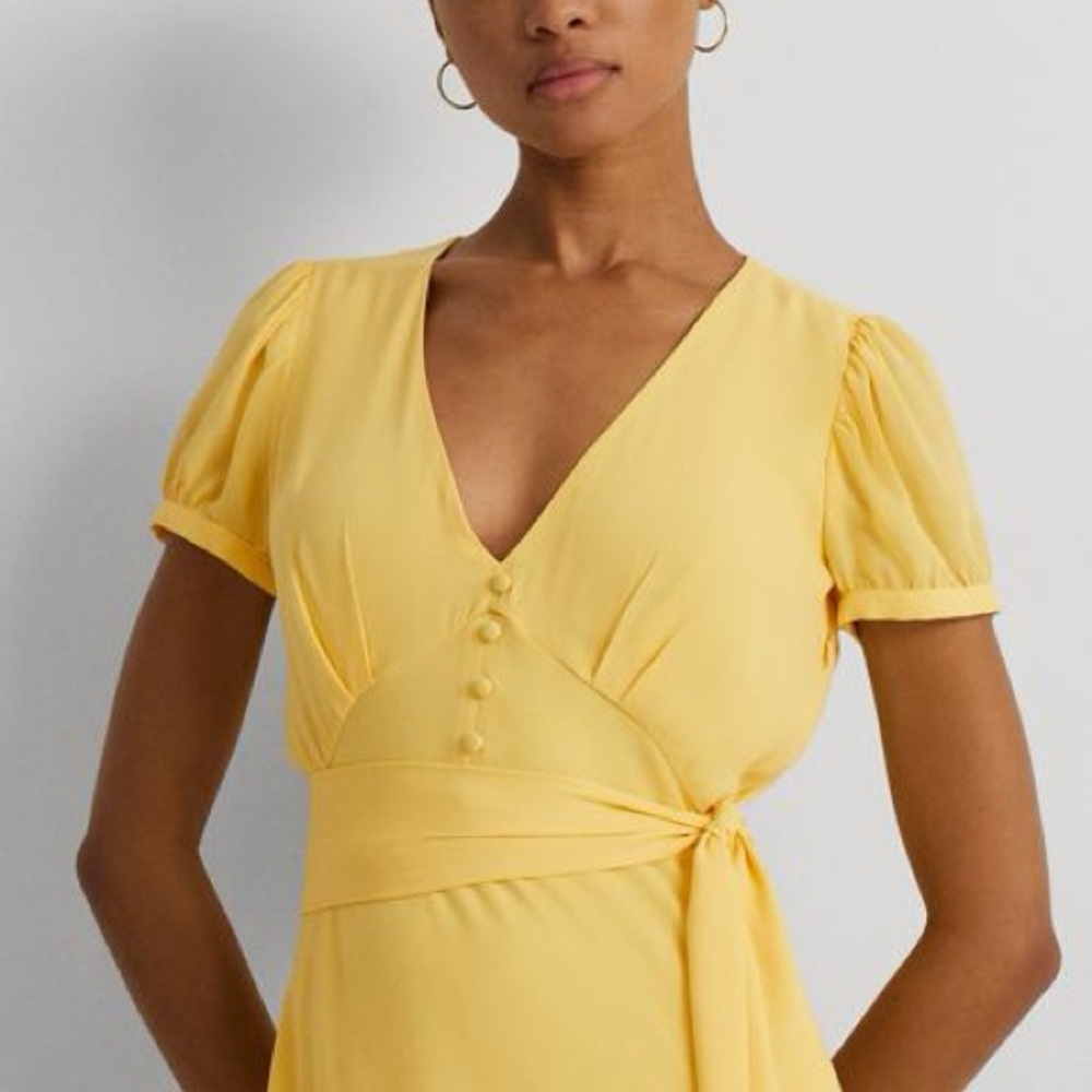 Ralph Lauren Yellow Puff Sleeve Dress - Picture 2 of 9